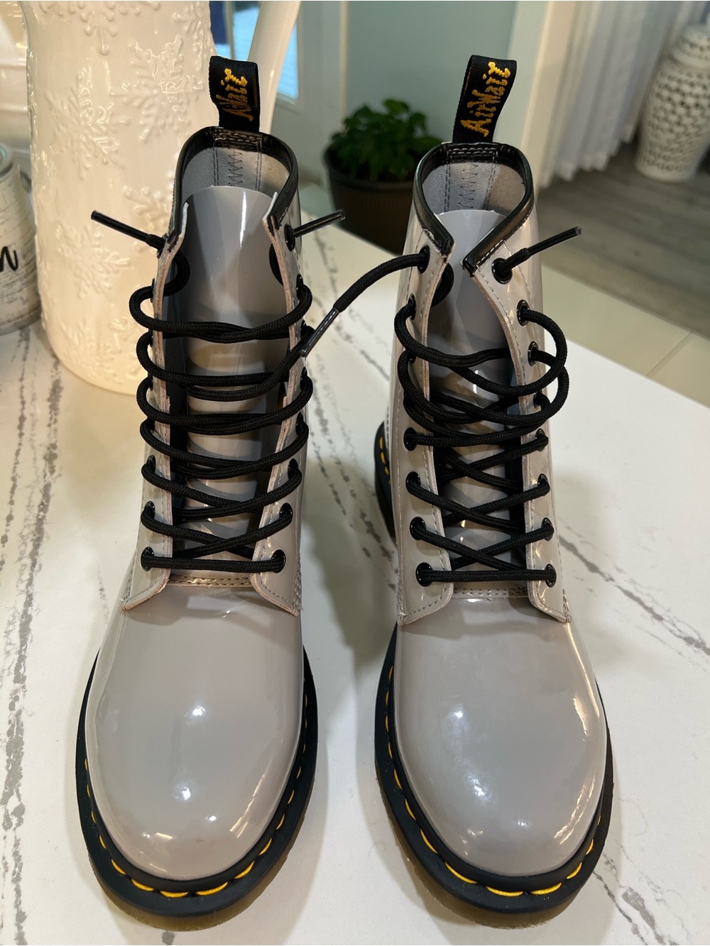 Dr. Martens 1460 Zinc Grey Patent Lamper Boots Sz 10 - Picture 15 of 16